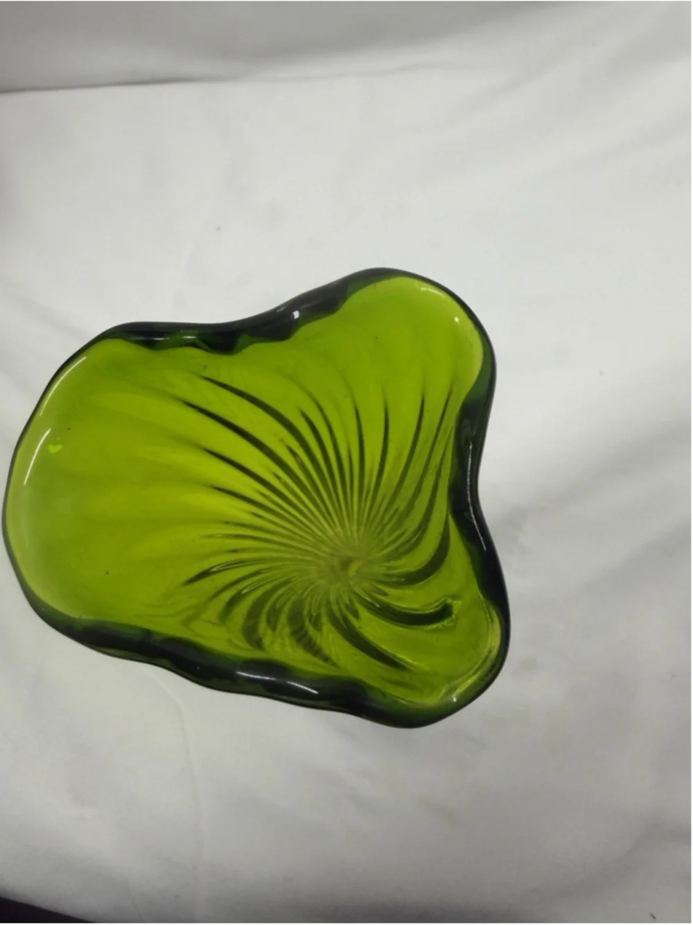 Vintage Handblown Green Glass Vase